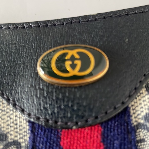 Authentic Gucci Sherry Line GG Canvas navy/red Shoulder Bag. - Picture 13 of 15